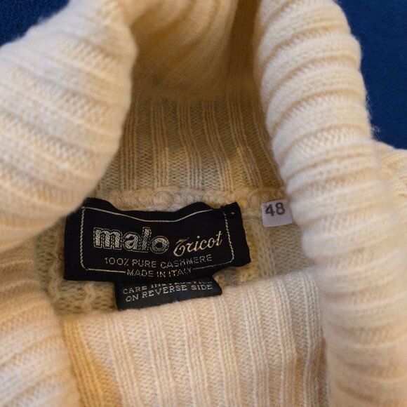 Malo tricot 100% pure cashmere ribbed pattern turtleneck sweater - Picture 2 of 4